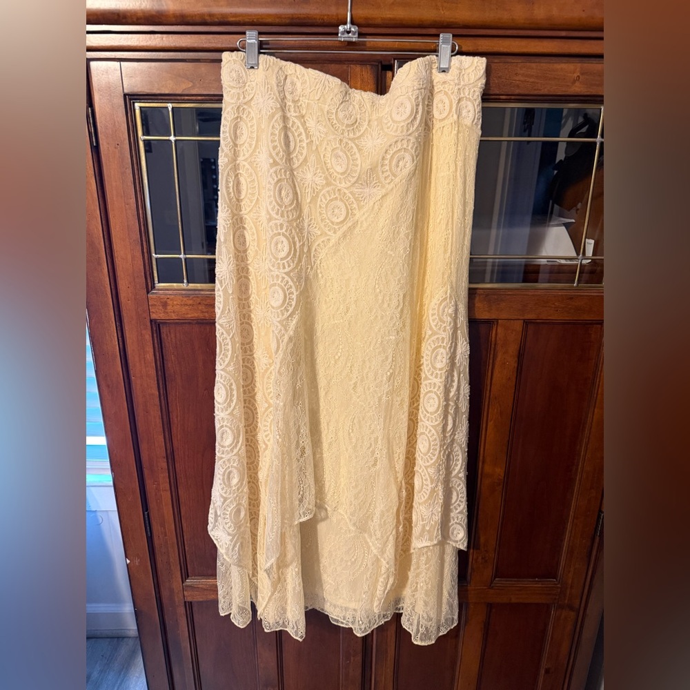 Vintage Chico's Lace Asymmetrical Boho Layered Skirt in Cream S/M/1 NWOT